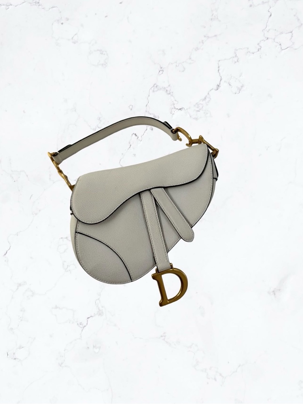 Dior Saddle Shoulder Bag in Off White with Gold Hardware